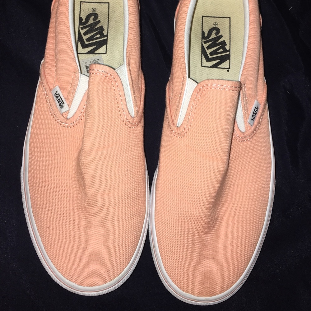 peach slip on vans